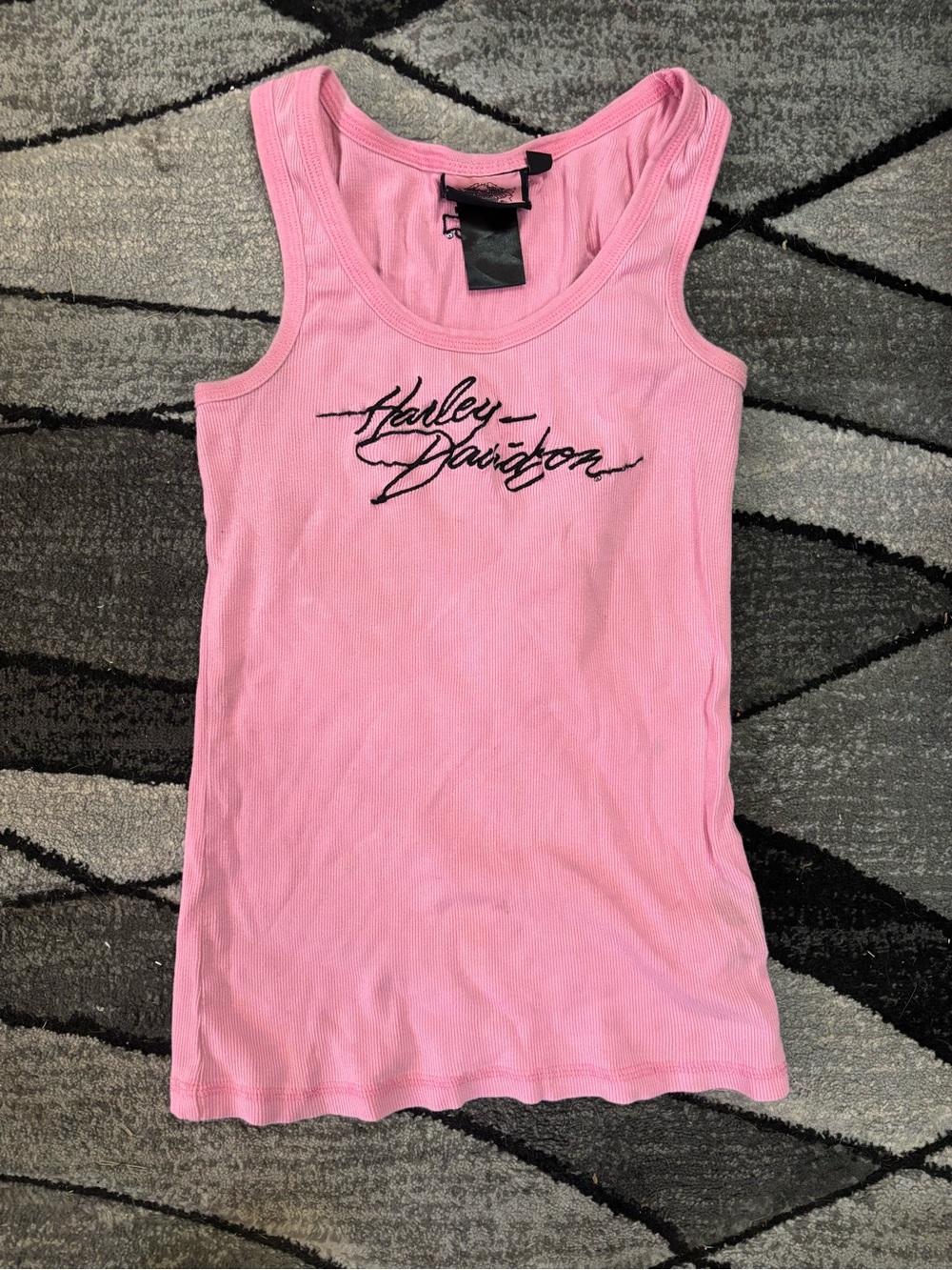Harley-Davidson Pink Ribbed Tank with Script Logo